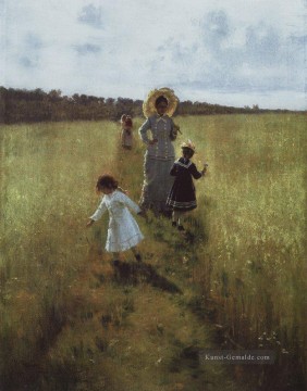  Kinder Malerei - auf der Grenzpfad va Repina mit Kindern gehen an dem Grenzpfad 1879 Ilya Repin